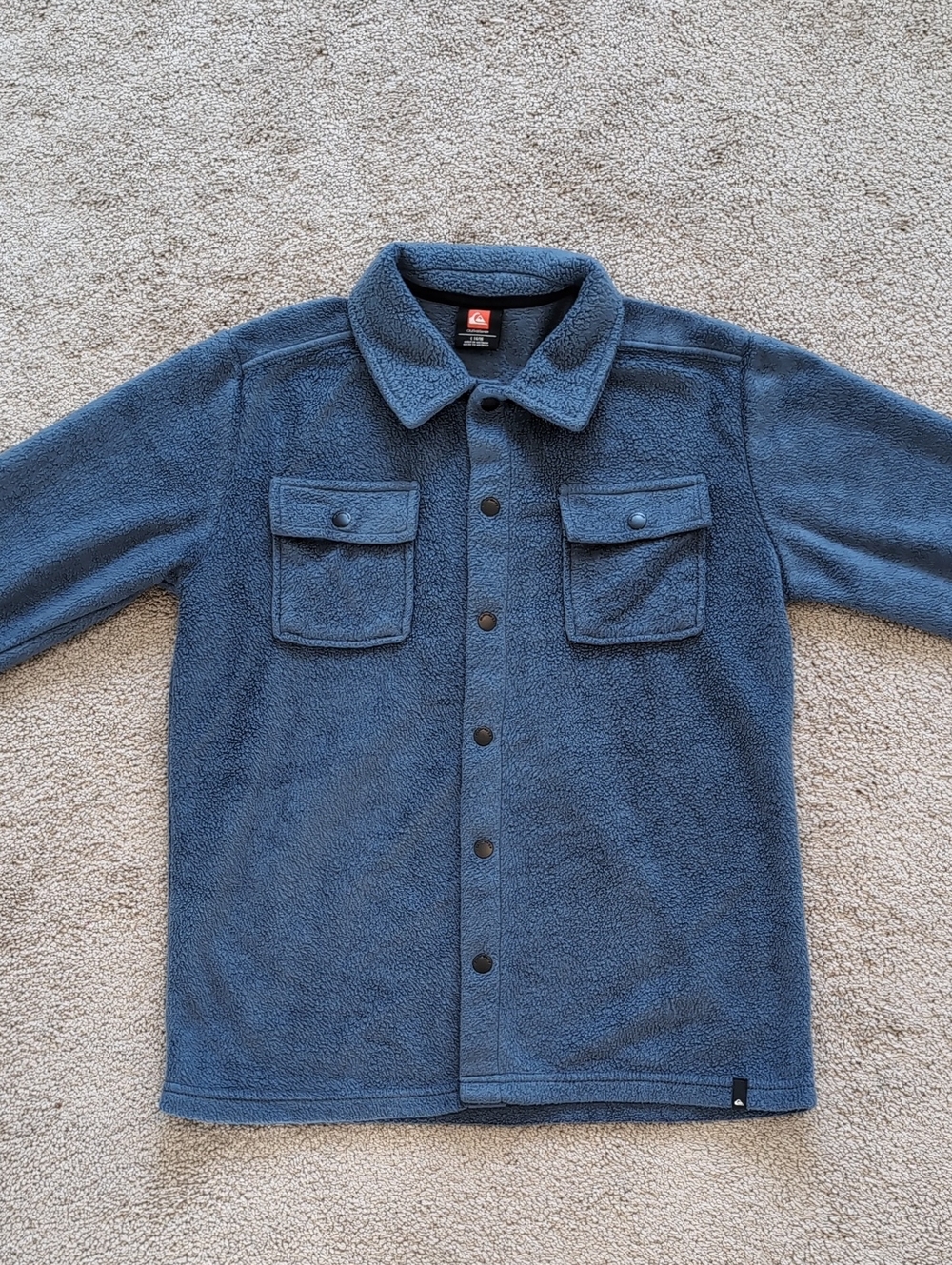 Quiksilver Blue Sherpa  Front-Snap Sweater Jacket